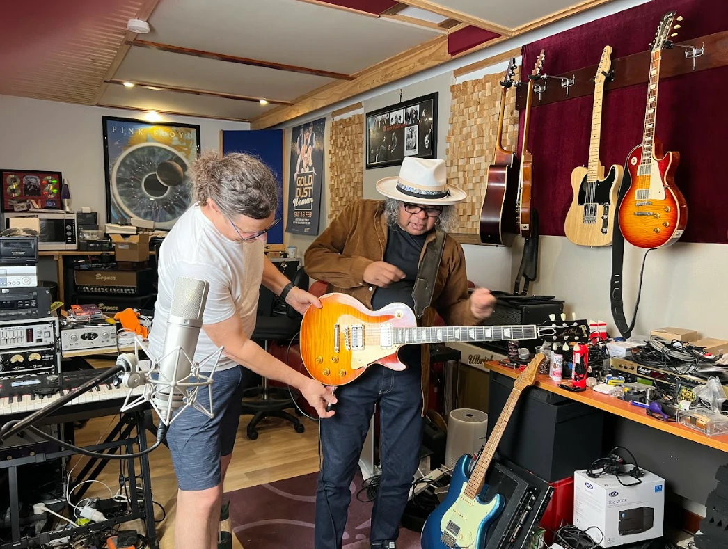 Scott and Rusty setting up for guitar recording